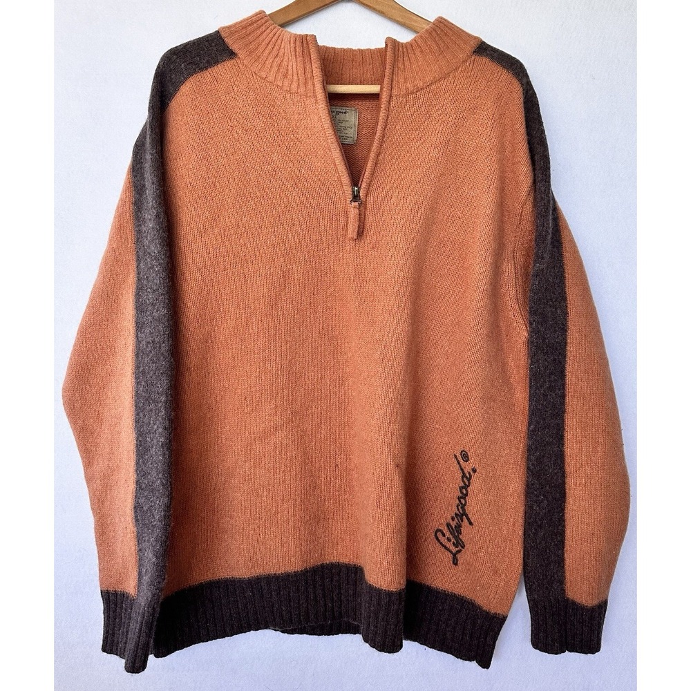Life Is Good LambsWool Sweater Long Sleeve 1/4 Zip Men's XL Mock Neck